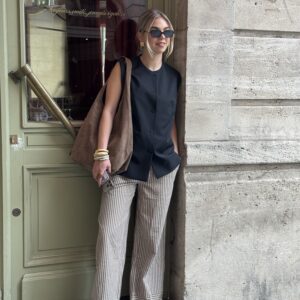 Pantalon à rayures mocha